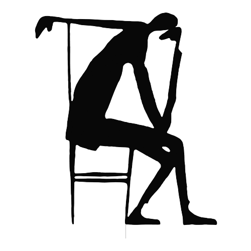 Kafka's drawing of a man in a chair with his head in his hand