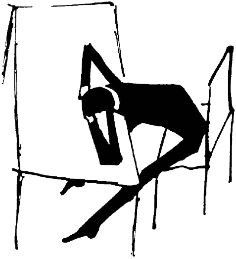 Kafka's drawing of a man with his head down on his desk